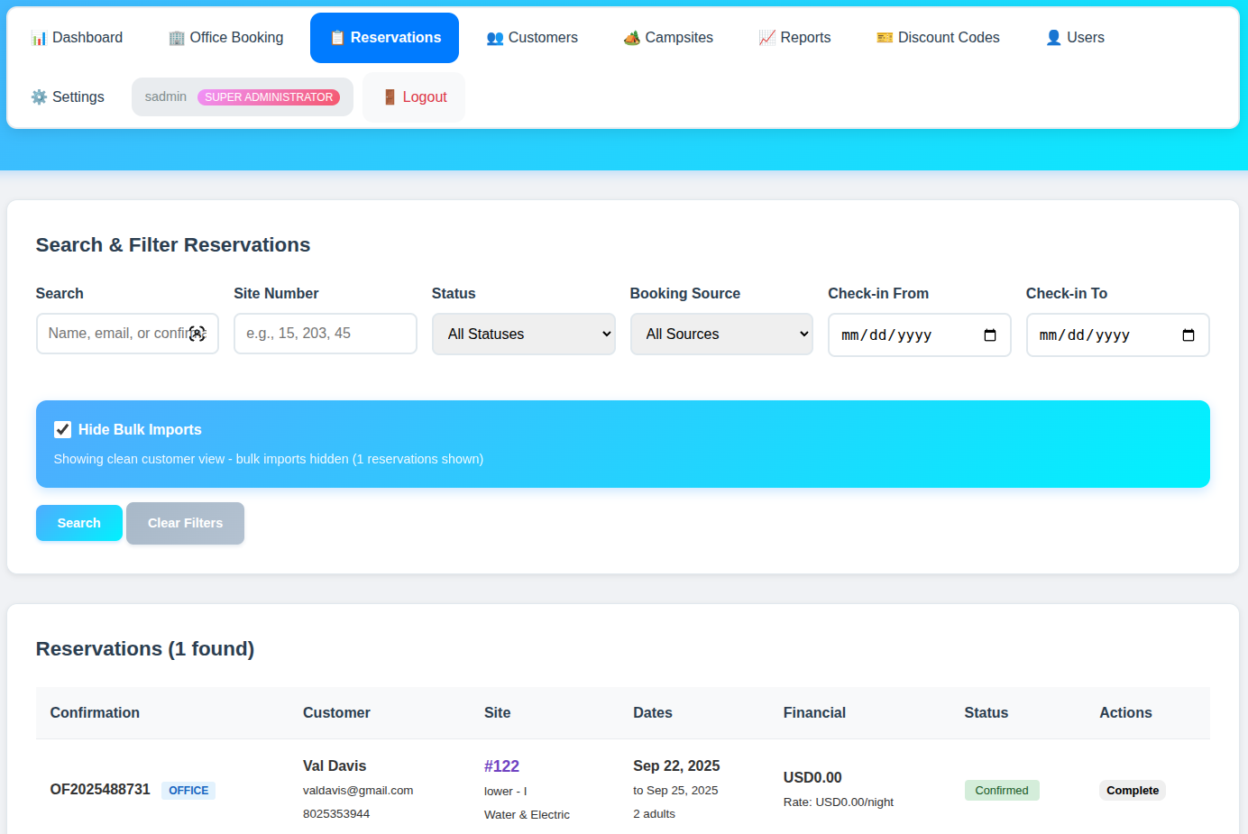 Reservations System